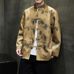 挂拍平铺2026春 新中式  麂皮绒竹子 唐装汉服夹克 外套A658-P105图片