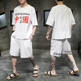 A1073新夏季2021中国风中国印花汉服套装p85，男装休闲套装，钱塘7008(原4008)