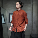夏祥云2025冰丝风汉服短袖衬衫/衬衣A665-p65，男装衬衫，钱塘7008(原4008)
