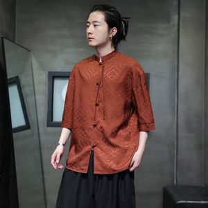 夏祥云2025冰丝 风 汉服短袖衬衫/衬衣A665-p65图片