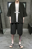 A3026*大码2021中国风3色华夫格爆款开衫汉服套装p85，男装休闲套装，钱塘7008(原4008)