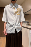 爆3色龙刺绣防皱冰丝夏2026风汉服短袖衬衫/衬衣A818-p68，男装T恤，钱塘7008(原4008)