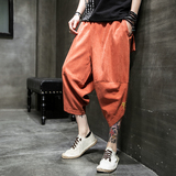 风新品上架夏季2021字样刺绣宽松哈伦裤七分裤，男装休闲裤，钱塘7008(原4008)
