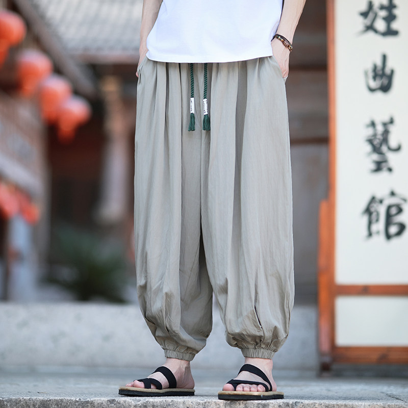 A612水洗棉麻皱 新风 百搭2026春夏 宽松版哈伦灯笼裤子p68图片