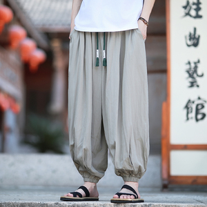 A612水洗棉麻皱 新风 百搭2026春夏 宽松版哈伦灯笼裤子p68图片