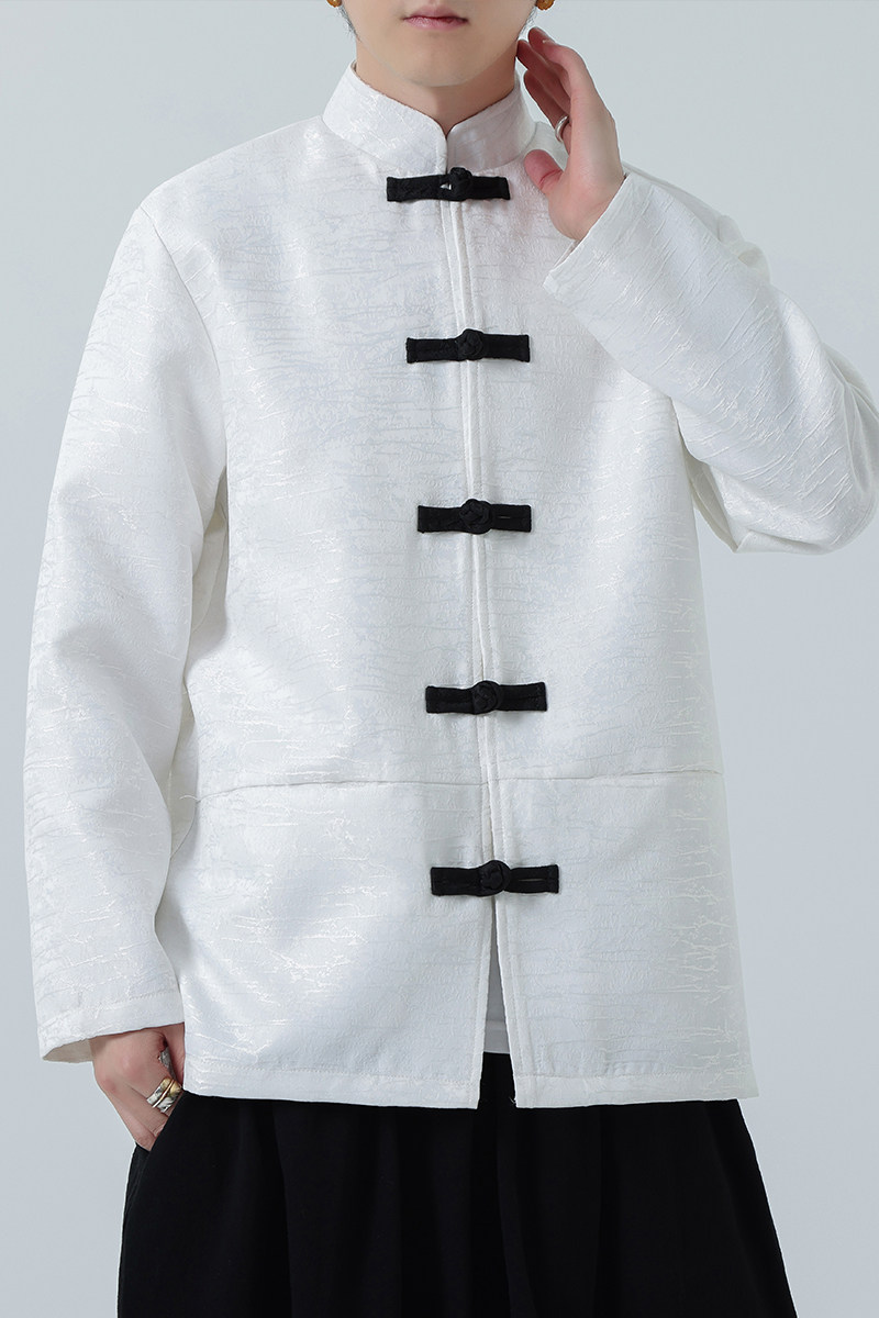 2026春新中式黑白色婚礼唐装汉服夹克外套A655-P105,男装夹克,钱塘7008(原4008)