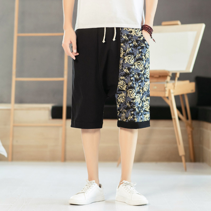 JJ006酒店风男裤 大码2021夏季 棉麻4色 吊裆五分裤p50图片