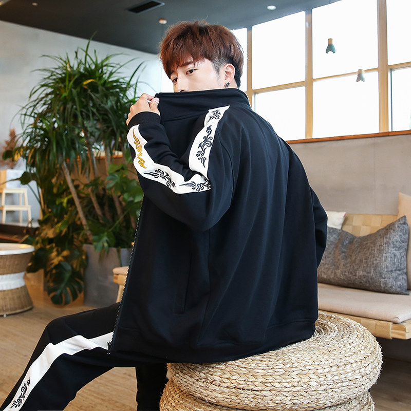 A320风男2021秋冬*云刺绣*大码卫衣套装，男装休闲套装，钱塘7008(原4008)