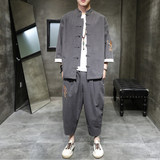 2026夏天新风大龙刺绣款开衫盘扣汉服套装特价A1072-p70，男装休闲套装，钱塘7008(原4008)