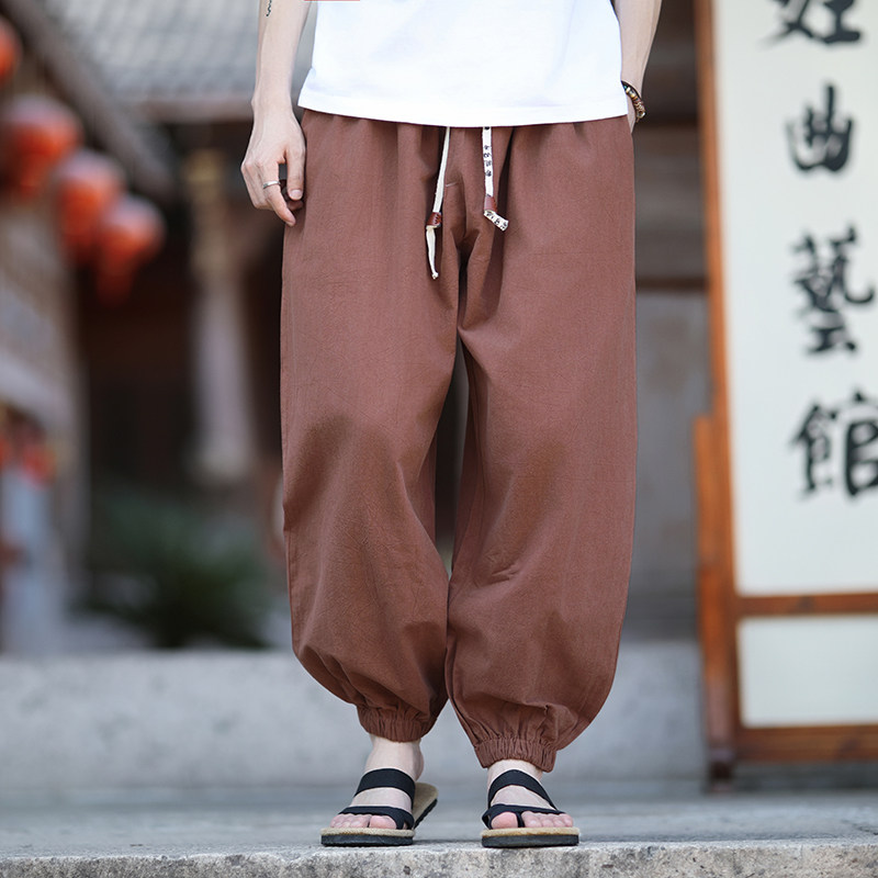 棉麻裤2026春夏风大码纯色哈伦裤A7117*p45,男装休闲裤,钱塘7008(原4008)