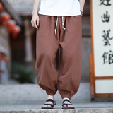 棉麻裤2026春夏风大码纯色哈伦裤A7117*p45，男装休闲裤，钱塘7008(原4008)