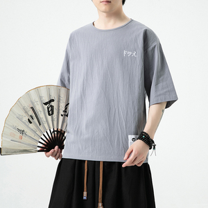 2026夏装 风 简约 棉麻 圆领短袖T恤B999-p30图片