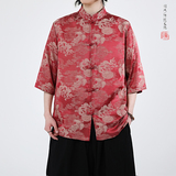 龙凤提花夏季新品2025风汉服短袖衬衫/衬衣A676-p65，男装衬衫，钱塘7008(原4008)