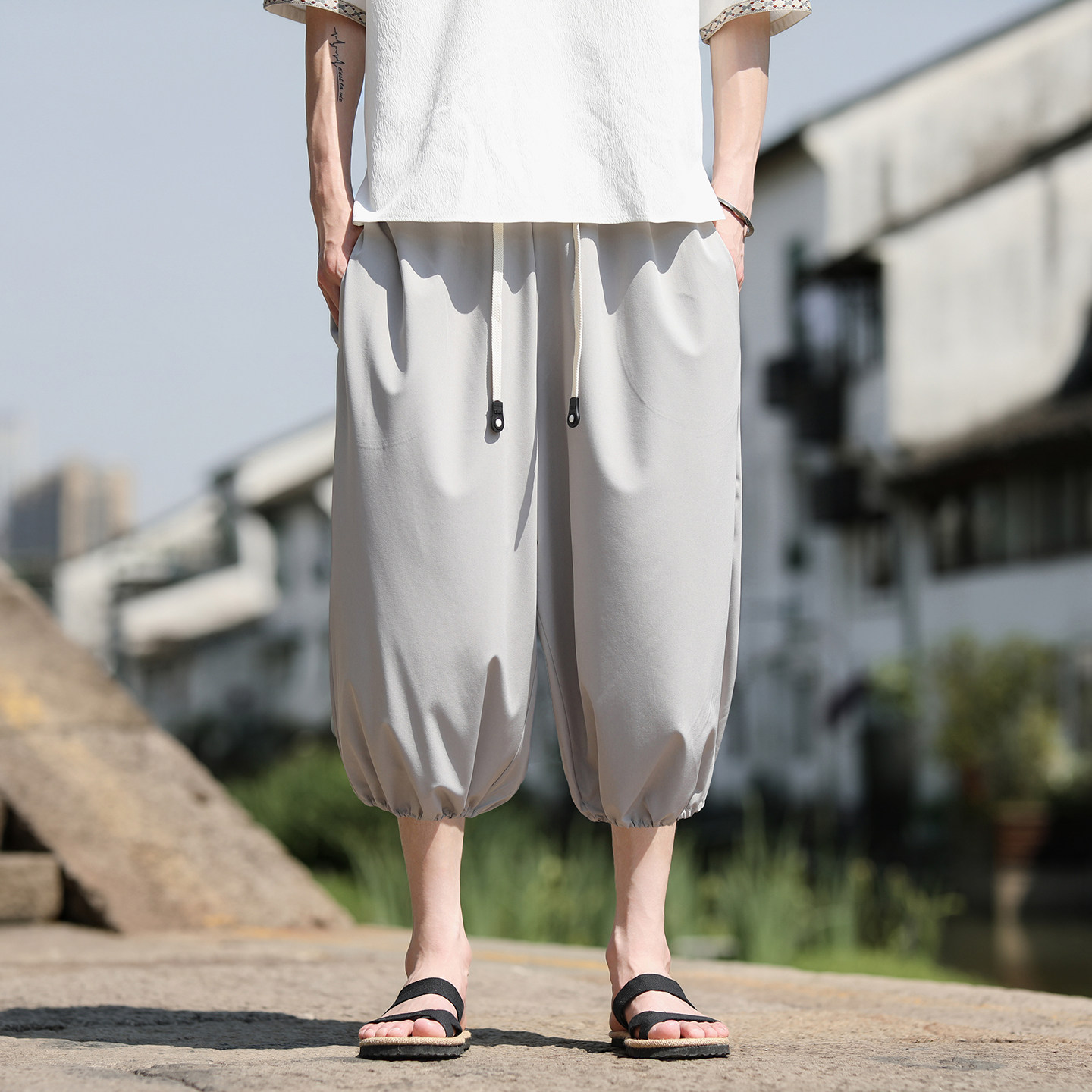 跑量冰丝七分裤新品夏季2025宽松哈伦萝卜裤七分裤A2017-P45,男装牛仔裤,钱塘7008(原4008)