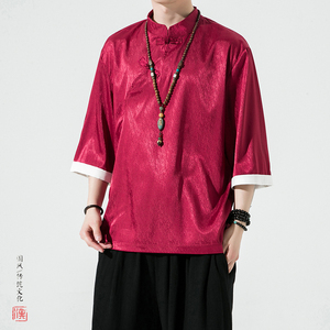 特价风夏2026 冰丝抗皱 唐装汉服 短袖T恤特价A870 p35图片