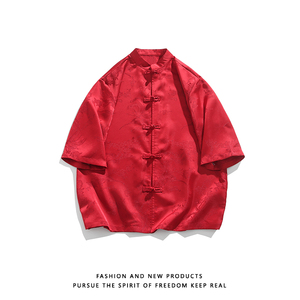 凤凰提花 夏季新品2026 风 汉服短袖衬衫/衬衣A688-p65图片