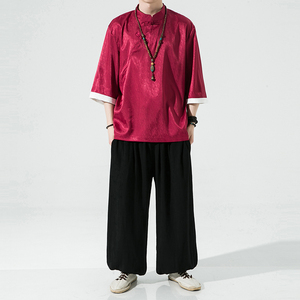 特价风夏2026 冰丝抗皱 唐装汉服 短袖T恤特价A870 p35图片