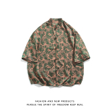 仙鹤提花夏季新品2026风汉服短袖衬衫/衬衣A678-p65，男装T恤，钱塘7008(原4008)