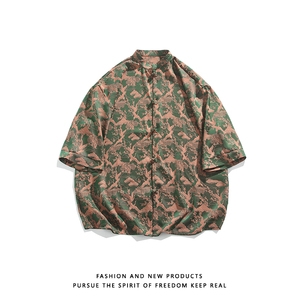 仙鹤提花 夏季新品2026 风 汉服短袖衬衫/衬衣A678-p65图片