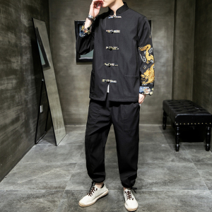A1006大码秋冬风2021 龙刺绣 盘扣/汉服套装图片