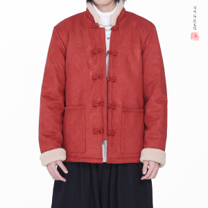麂皮绒提花龙冬2025新中式盘扣外套唐装红棉衣外套A551-P148,148身高女生穿搭技巧图片