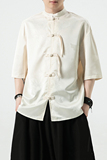 抖音直播品质冰丝竹子夏风2024盘扣短袖汉服衬衫A890-p65，男装T恤，钱塘7008(原4008)