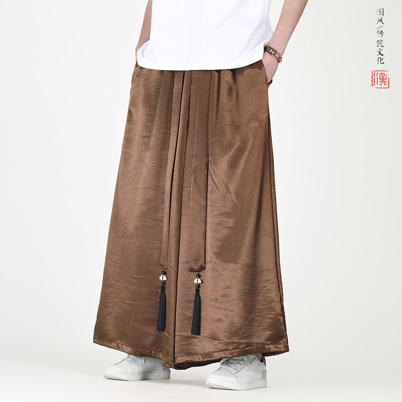 缎面冰丝垂感2026夏季风阔腿裤长裤休闲裤A2007-p68,男装休闲裤,钱塘7008(原4008)
