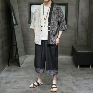 A3017*中国风 对拼色数码 冰丝面料 开衫套装 汉服套装p90图片