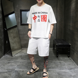 A1073夏季2021大码中国风中国印花汉服套装p85，男装休闲套装，钱塘7008(原4008)