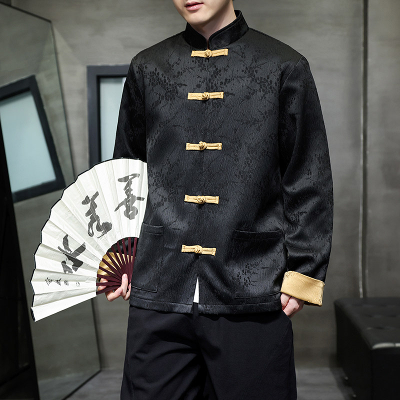 有货提花2026春新中式红婚礼唐装汉服外套A650-P110,男装民族服装,钱塘7008(原4008)