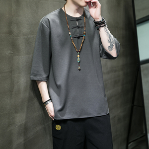 2023大码 风夏   盘扣汉服短袖男T恤A9006-p48图片