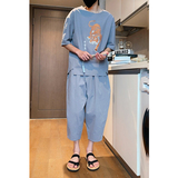 2026夏套装跑量风老虎刺绣短T恤+七分裤套装特价A1038-P50，男装牛仔裤，钱塘7008(原4008)