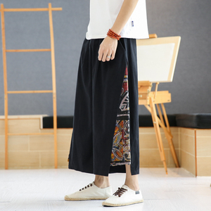 A4016中国风大码2021新品 汉服古风 大裤哈伦裤 宽松九分裤p60图片