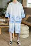 A3005*咖啡厅大码2021中国风祥云冰丝面料短袖汉服套装p80，男装休闲套装，钱塘7008(原4008)