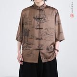 夏季新品2025风汉服短袖衬衫/衬衣A675-p65，男装衬衫，钱塘7008(原4008)