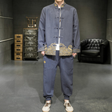 A2029主推中国风2021爆款撞色刺绣棉麻/唐装/汉服套装P125，男装民族服装，钱塘7008(原4008)