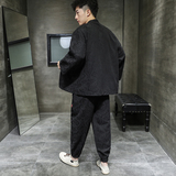 A1085*春夏2021大码中国风加厚提花款龙凤开衫汉服套装p100，男装休闲套装，钱塘7008(原4008)
