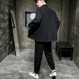 A1012秋冬中国风2020纽扣刺绣棉麻盘扣/唐装/汉服套装P125，男装民族服装，钱塘7008(原4008)