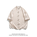 现货新品夏2026过年红红冰丝3色汉服短袖衬衫/衬衣A670-p60，男装T恤，钱塘7008(原4008)
