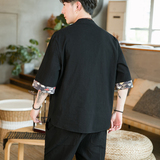 A3022咖啡厅中国风2021夏仙鹤刺绣盘扣设计短袖T恤p55，男装T恤，钱塘7008(原4008)