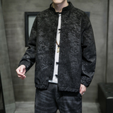 A6003风大码2021中龙花纹秋冬唐装汉服盘扣夹克外套，男装夹克，钱塘7008(原4008)