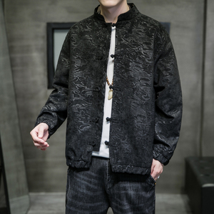 A6003风大码2021中龙花纹 秋冬唐装 汉服盘扣 夹克外套图片