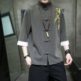 2026夏季竹子现货！刺绣风短袖衬衫/衬衣A882-p65，男装T恤，钱塘7008(原4008)