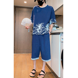 2026夏款新套装新品棉麻T恤+七分裤A005-P80，男装牛仔裤，钱塘7008(原4008)