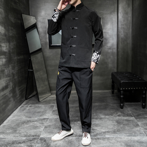 A779*套装新新风2021秋冬刺绣  盘扣 汉服套装男图片