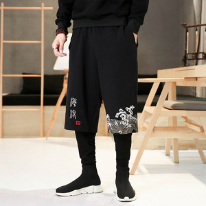 K806*秋冬2020中国风大码 印花款 假两件长裤P65图片