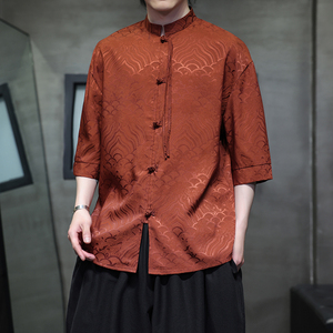 夏祥云2025冰丝 风 汉服短袖衬衫/衬衣A665-p65图片