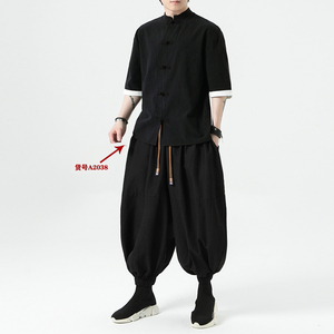 麻裤上新A896黑暗风  风百搭2025宽松版哈伦 棉麻灯笼裤子p68图片