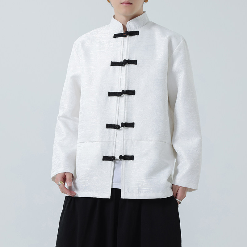 2026春新中式黑白色婚礼唐装汉服夹克外套A655-P105,男装夹克,钱塘7008(原4008)