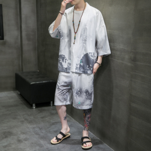 A3029*大码男装2021中国风 冰丝面料 汉服套装p80图片
